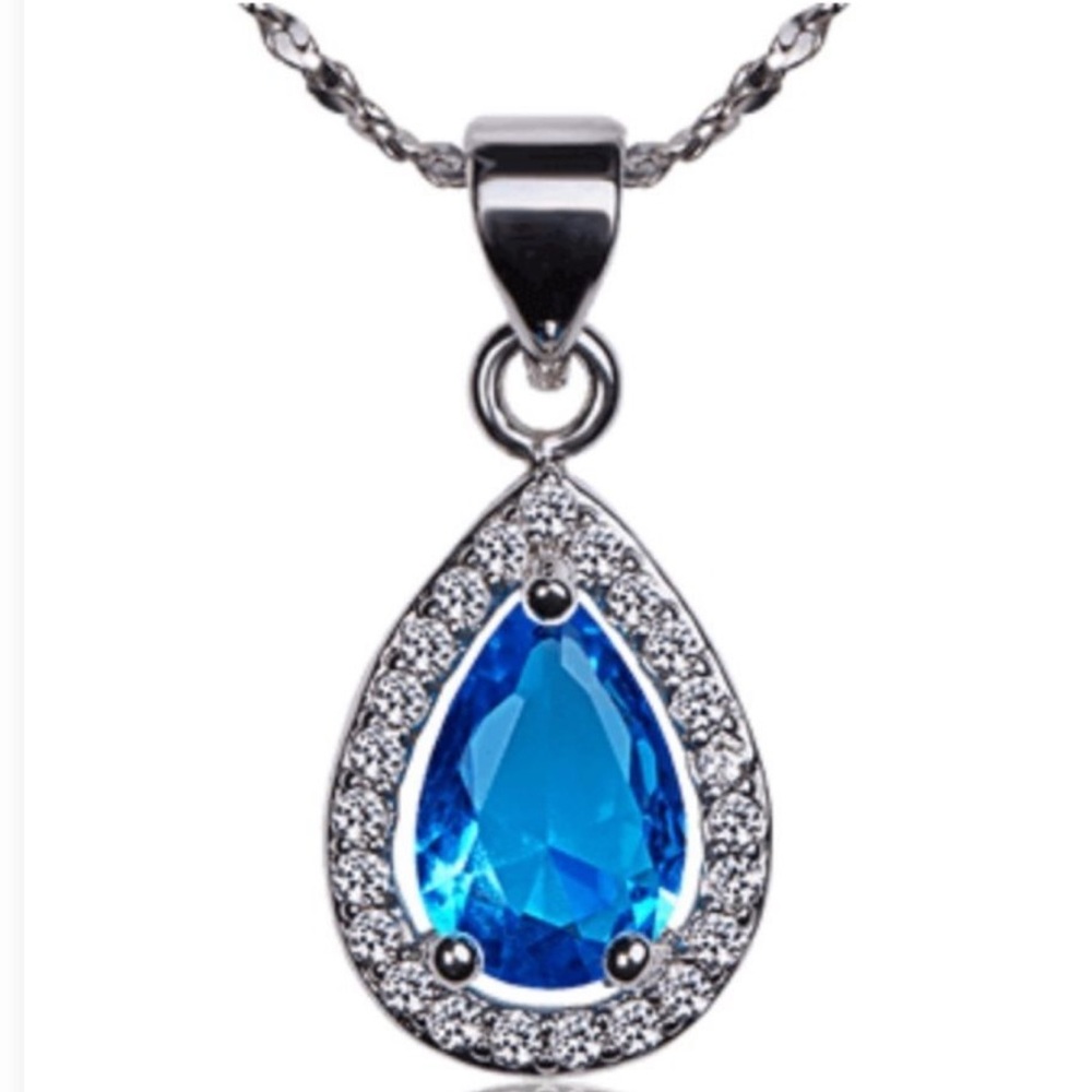 Nikola Valenti Australian Blue Jewel White Gold Plated Necklace